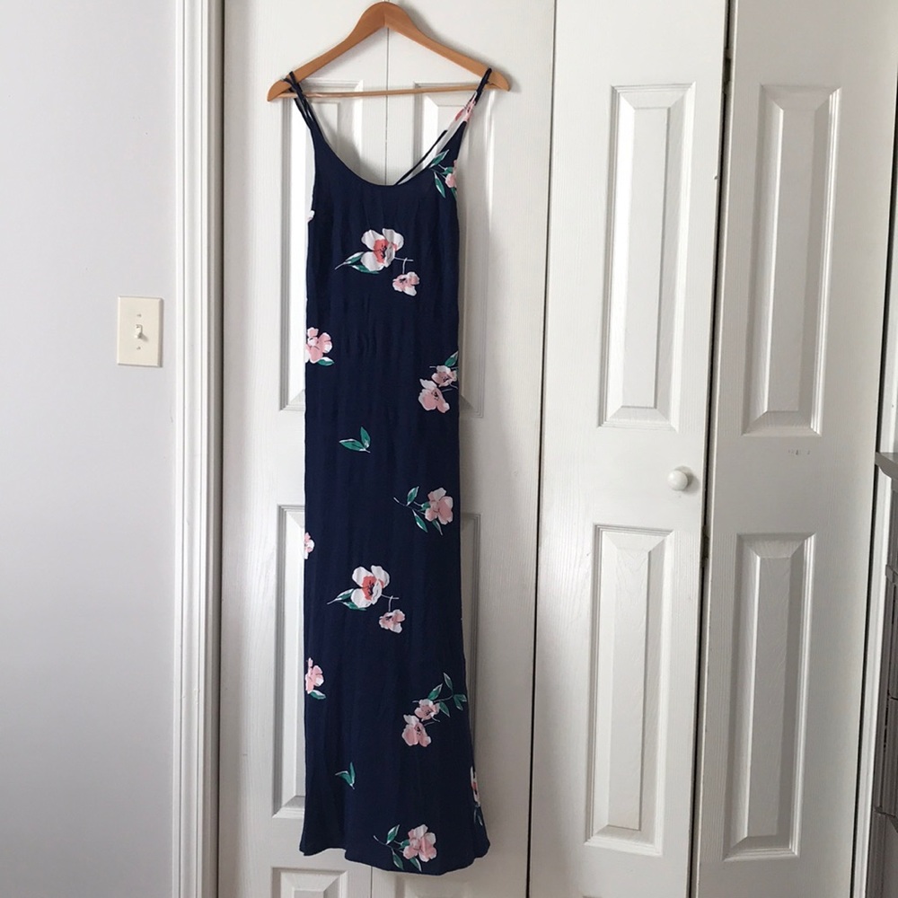 Reformation Blue with Pink Flowers Dress
